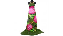 rayon sarong handpainting green tropical flower made in bali